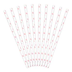 Straws: Light Pink Heart Straws 10pk