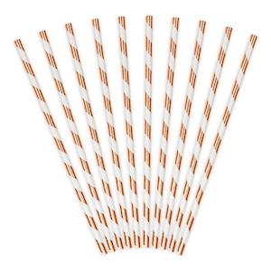 Straws: Rose Gold Striped Straws 10pk