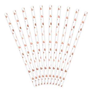 Straws: Rose Gold Heart Straws 10pk