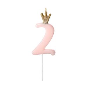 Candles: Pink Number 2 Crown Candle