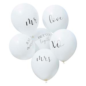 Printed Balloons: Botanical White Wedding Balloons Bundle 6pk