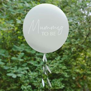 Printed Balloons: Mummy To Be Baby Shower Balloon with Botanical Tail