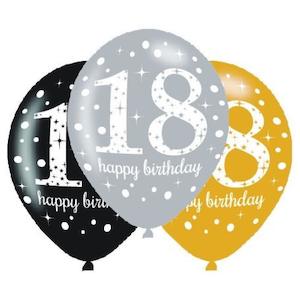 Printed Balloons: Sparkling 18th Birthday Balloons 6pk