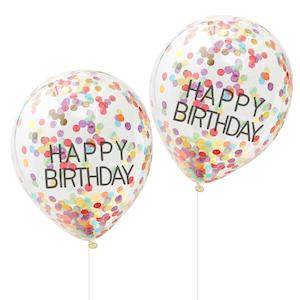 Happy Birthday Rainbow Confetti Balloons 5pk