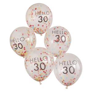 Confetti Balloons: Hello 30 Rainbow Confetti 30th Birthday Balloons 5pk
