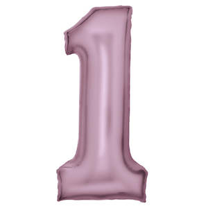 1st Birthday Decorations: Pastel Pink Giant Foil Number Balloon - 1
