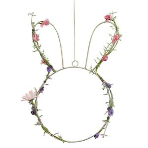 Bunny: Contemporary Easter Bunny Wreath with Foliage