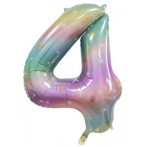 Pastel Rainbow Giant Foil Number Balloon - 4