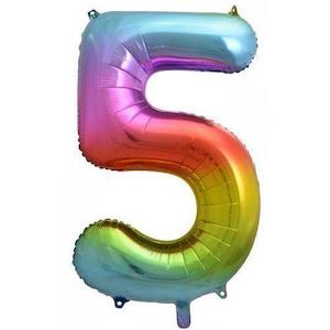 Rainbow: Rainbow Giant Foil Number Balloon - 5