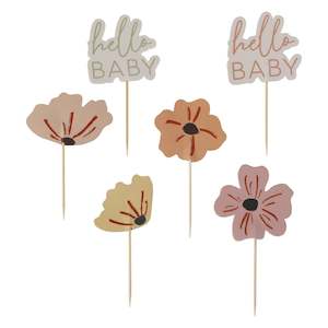 Cupcake Decorations: Floral Baby Shower Cupcake Toppers 12pk