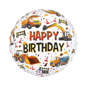 Construction: Construction Equipment Round Foil Balloon