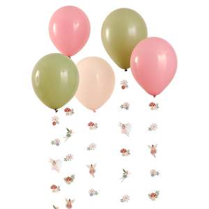 Fairy Garden Balloons with Floral Tails 5pk