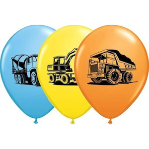 Printed Balloons: Construction Vehicle Balloons 12pk