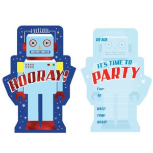 Space: Robot Party Invitations