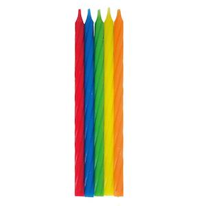 Mexican Fiesta: Colourful Twist Tall Candles 10pk