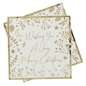 Napkins: Gold Wishing You Merry Christmas Napkins 16pk