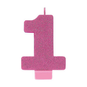 Pink: Glitter Pink Candle - Number 1