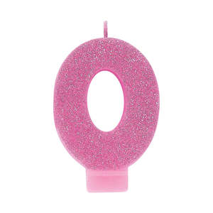 Glitter Pink Candle - Number 0