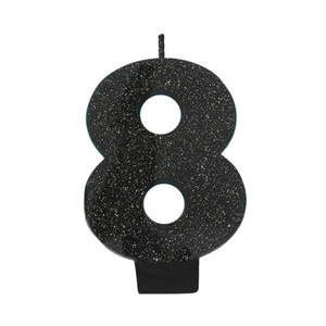 Glitter Black Candle - Number 8
