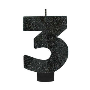 Candles: Glitter Black Candle - Number 3