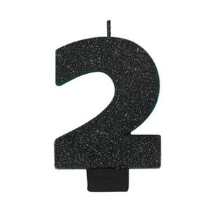 Candles: Glitter Black Candle - Number 2