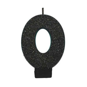 Candles: Glitter Black Candle - Number 0