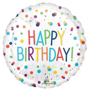 Confetti Happy Birthday Round Foil Balloon