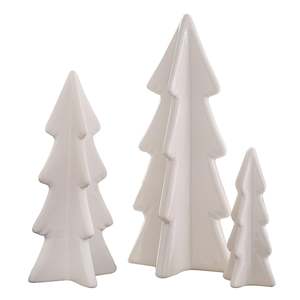 Christmas: White Ceramic Christmas Tree Table Decorations 3pk