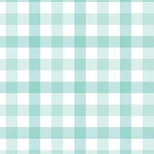 Pastel Mint Gingham Napkins 16pk