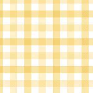 Pastel Yellow Gingham Napkins 16pk