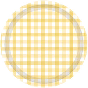 Party Supplies: Pastel Yellow Gingham Large Plates 8pk