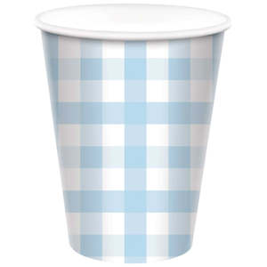 Pastel Blue Gingham Cups 8pk