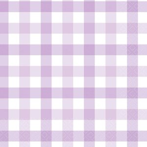 Pastel Purple Gingham Napkins 16pk