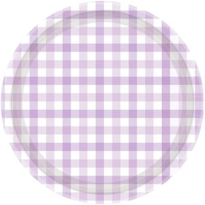 Pastel Purple Gingham Large Plates 8pk