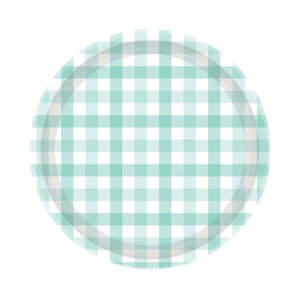 Pastel Mint Gingham Plates 8pk