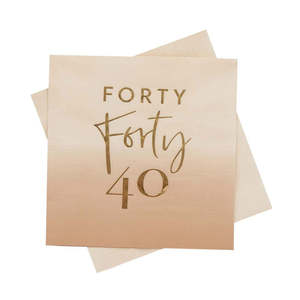 Gold Foiled Forty Napkins 16pk