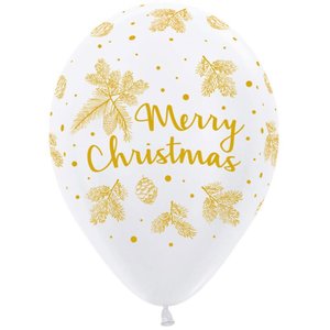Balloons: Gold Merry Christmas Balloons 12pk