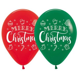 Balloons: Merry Christmas Balloons 12pk