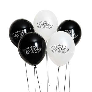 Balloons: Monochrome Happy Birthday Balloons 5pk