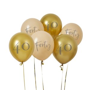 Gold & Nude Forty Balloons 6pk