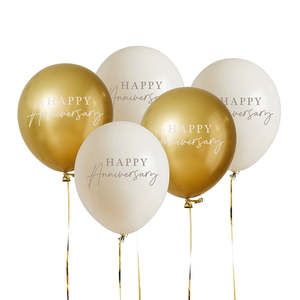 Balloons: Happy Anniversary Balloons 5pk