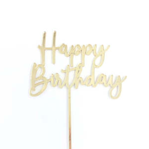 Gold: Gold Happy Birthday Acrylic Cake Topper