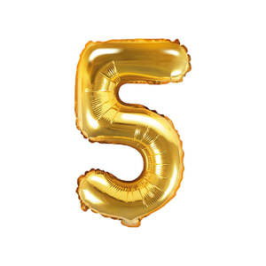 Gold: Gold Mini Foil Number Balloon - 5