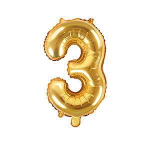 Gold Mini Foil Number Balloon - 3
