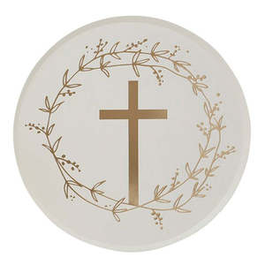 Plates: Christening & Communion Gold Cross Plates 8pk