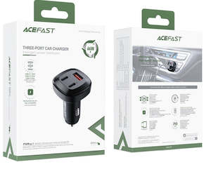 Car Phone Holder: ACEFAST Three-Port Car Phone Charger 66W, Fast Charger Type C Car power adapter, Phone Charger