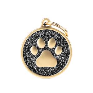 My Family: My Family Shine Gold Cirle Black Paw Large