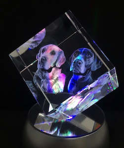 Gifts: Custom LED Crystal - Medium 80x80x80mm Cube