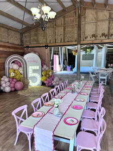 Tables Chairs: Pink Cross-Back Chairs
