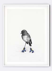 Olivia Wirepa: Robin On Roller Skates - Giclée Print